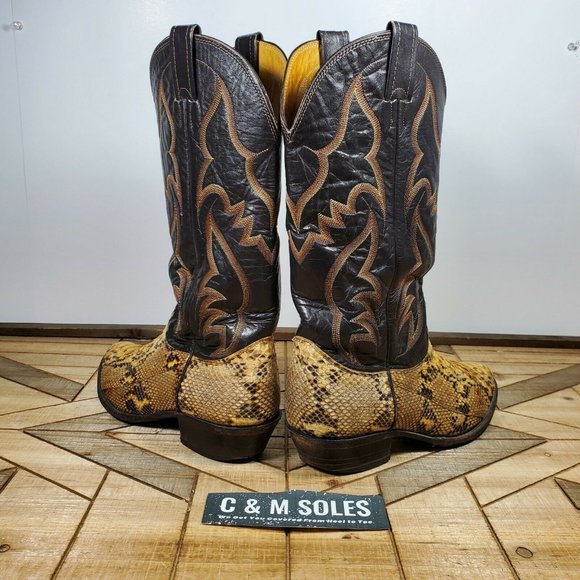 WIDE Nocona Western Yellow Python Brown Leather - Picture 6 of 11